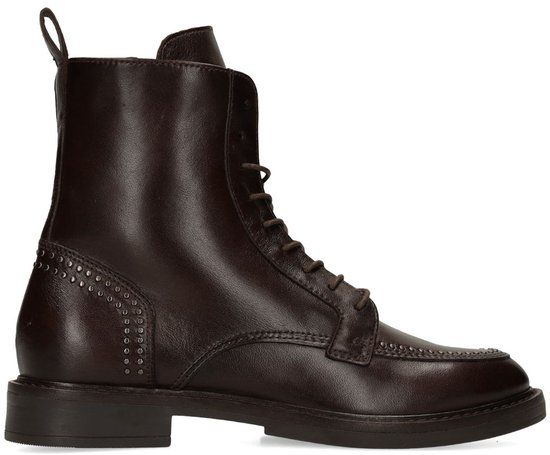 Manfield - Dames - Bruine leren veterboots - Maat 37