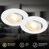B.K.Licht BRILONER Besi – Set van 2 Inbouwspots – 230V – warm wit licht 3.000 K – Ø8 cm – wit