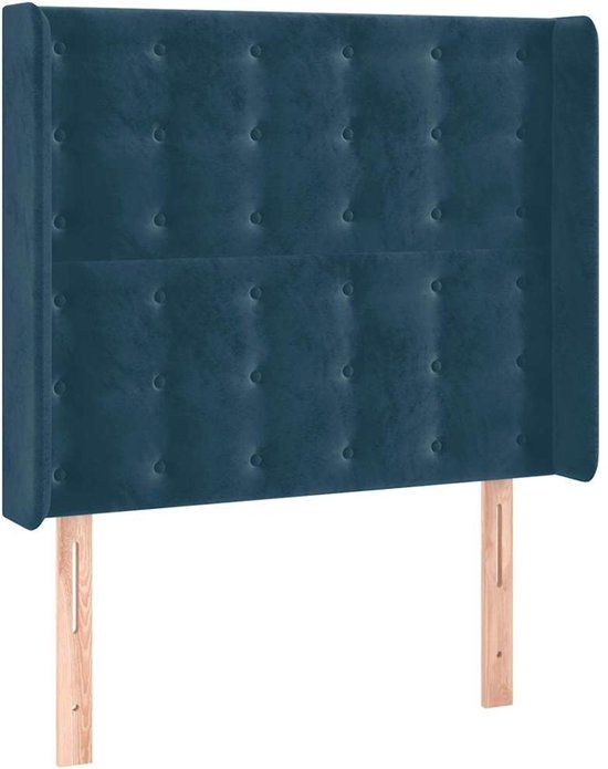vidaXL Hoofdbord met randen 83x16x118/128 cm fluweel donkerblauw