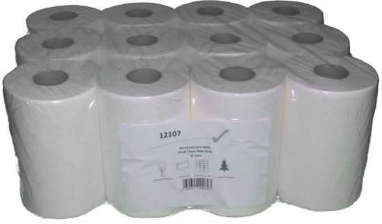 HygieneShopBasics 2 laags mini handdoekrol gemaakt van Cellulose ook voor Center Pull, 12 rollen