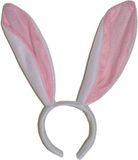 Merkloos Konijn / Haas Oren op Diadeem - 10x - Bunny Oortjes Haarband - Wit / Roze - Dames