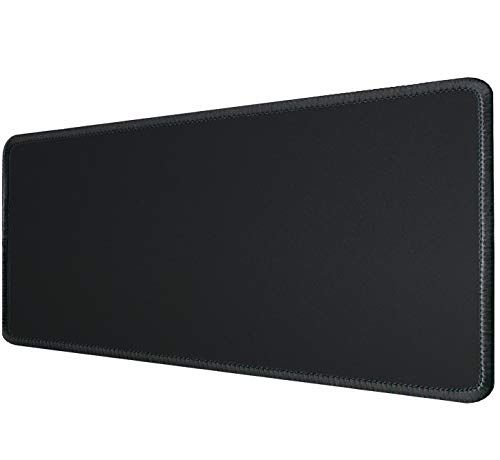 Silent Monsters Muismat Grootte XX Large (90 x 40 cm), Mouse Pad Design: Zwart, Genaaide Rand, voor Bureau en Gaming, Mousepad Antislip rubberen basis