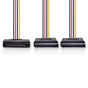 Nedis Interne Voedingskabel - SATA 15-Pin Male - 2x SATA 15-Pin Female - 0.15 m