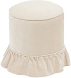 Atmosphera Poef - Zachte Zitpoef - Voetenbank - Hocker - Decoratieve Poef - Max. 110 kg - Ø35.3 x 41 cm - Chenille Ivoor