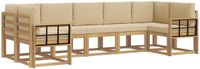vidaXL - Hoek loungeset - 7 zitplaatsen - Wit en Beige - Acacia Hout
