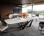 DELIFE Table à manger Edge forme bateau 200-300x120 cm céramique Onyx Pearl Spider acier plat noir extensible