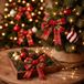 Decoris Kerst strikjes - 12 stuks - rood - geruit - 10 cm