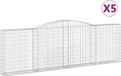 vidaXL Gabions - 5 pieces - arched - 400x30x120/140 cm - iron