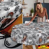 ANRO Tafelkleed Koffie Grijs Ovaal 160x140cm