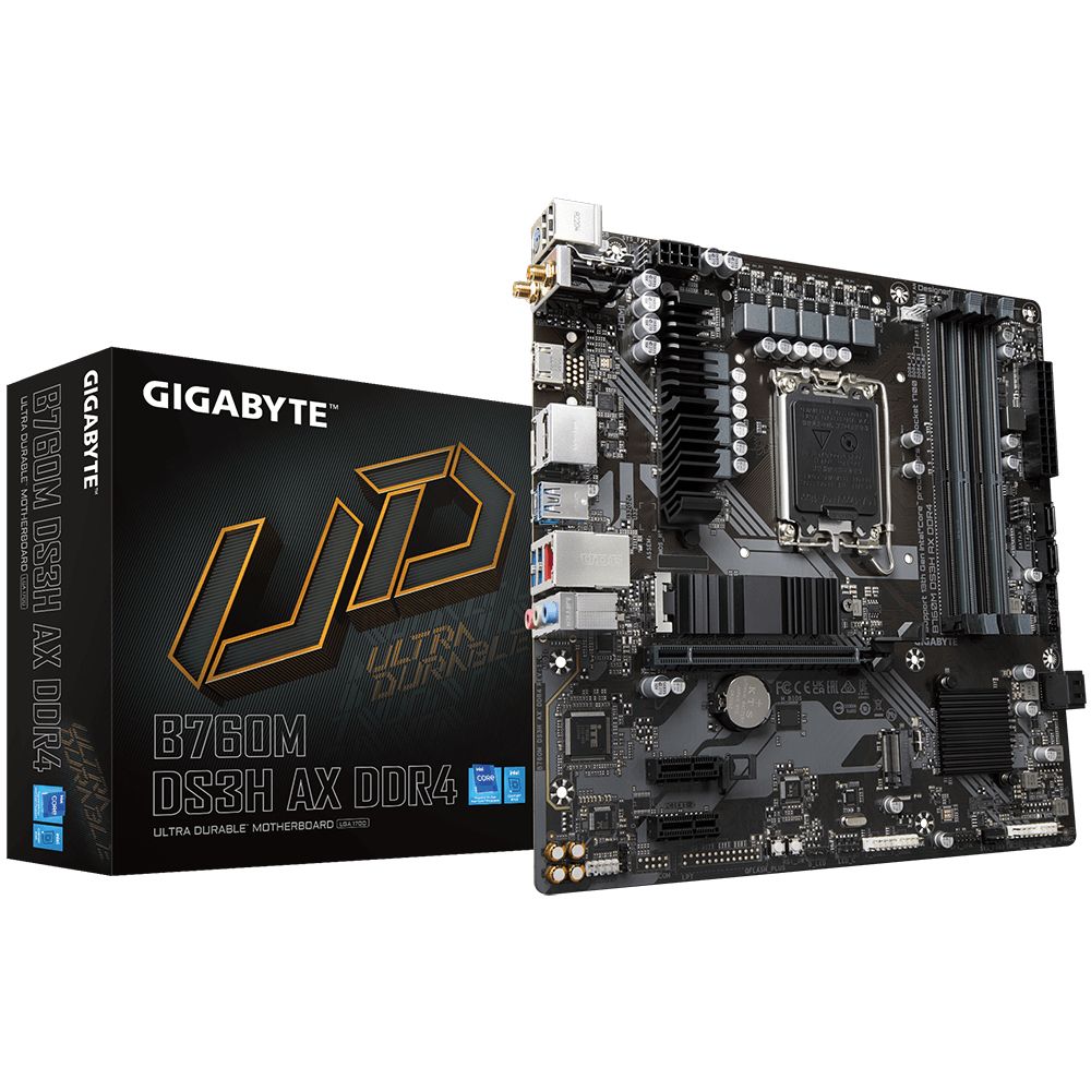 Gigabyte B760M DS3H AX DDR4 Motherboard - Intel B760 - LGA 1700 - Micro ATX