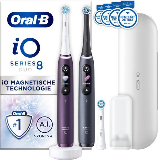 Oral-B iO 8 - Paars En Zwart - Elektrische Tandenborstels - Duopack