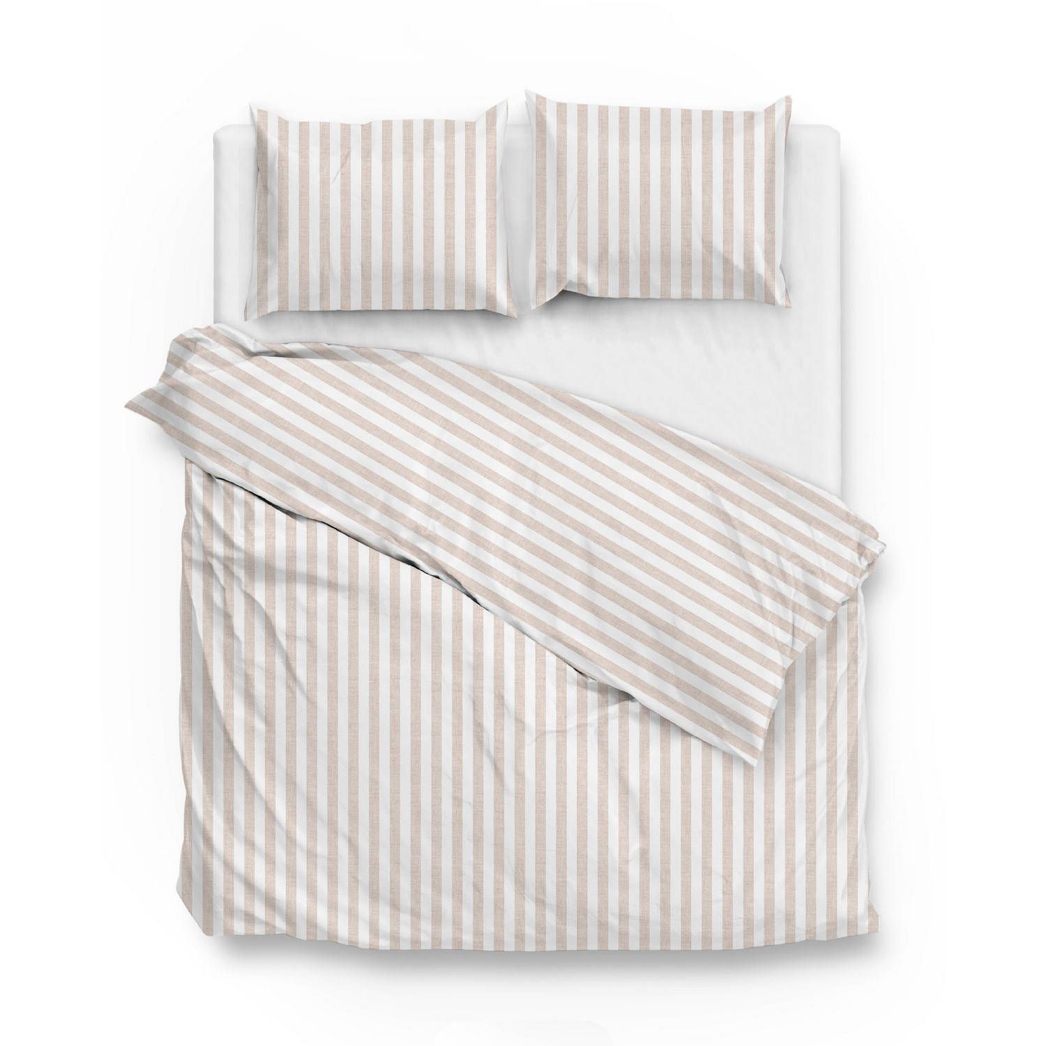 Zo!Home dekbedovertrek katoen banda di lino linnen look - sandy beige 260x200/220cm