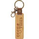 GRUSS & CO Sleutelhanger van hout met motief, hanger van natuurlijk hout met gravure, met karabijnhaak, bruin, Länge 15 cm, Motief "Good Vibes"