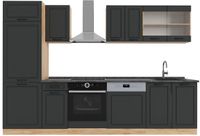 Vicco R-Line Complete keukeneenheid – 300 cm, WB Antraciet Antraciet landhuis/gouden eik