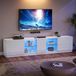 Support TV, 160x40x52, laqué brillant, commode, table basse, LED, meuble TV, adapté pour un téléviseur de 65 pouces, salon, chambre