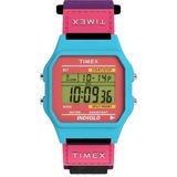 Timex Main Street 36 mm horloge, uniseks - paarse nylon band, digitale wijzerplaat, blauwe kast, TW2W72400
