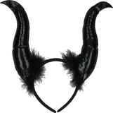 Merkloos Halloween/horror verkleed diadeem/tiara - grote duivel hoorns - kunststof - dames/meisjes