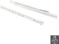 Emuca Set ladegeleiders met rolgeleiding, zelf sluitingsmechanisme, 450 mm, voor gedeeltelijke opening, Wit, 5 st.