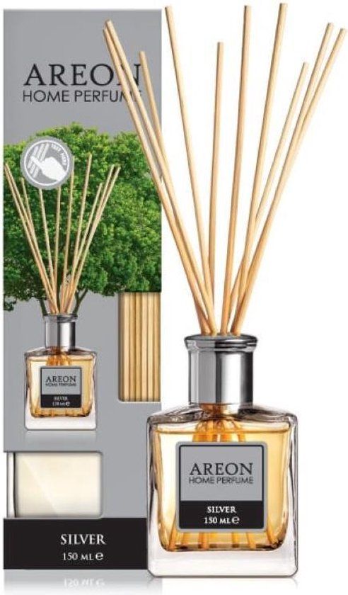 AREON Silver - Huisparfum - Geurstokjes - 150 ml - Mediterrane Lavendel, Muskus, Bergamot - Zilver