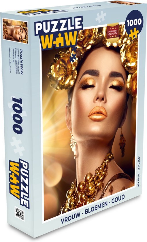 MuchoWow Puzzel Vrouw - Bloemen - Goud - Legpuzzel - Puzzel 1000 stukjes volwassenen