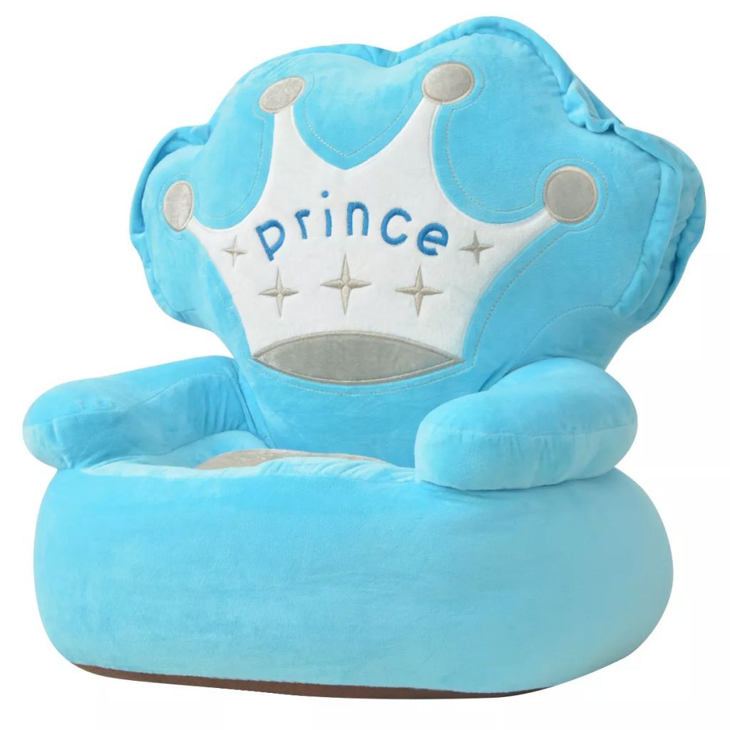 vidaXL Kinderstoel prins pluche blauw blauw