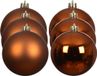 Decoris Kerstballen - 6 stuks - 8 cm - Koper/Cognac Bruin - Kunststof
