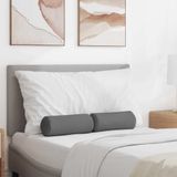 VidaXL Bolster kussens 2 st stof donkergrijs ø 15 x 40 cm