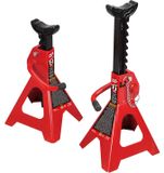 Support de cric - Support d'essieu - 2 tonnes - Acier, double verrouillage - Rouge, 1 paire