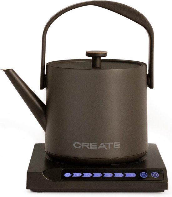 Create HATTORI - Waterkoker Digitale - 880 Watt - 500 ml - RVS - BPA vrij - Elektrisch - Mat Zwart