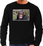 Bellatio Decorations Shoppartners Bv Dieren sweater apen foto - zwart - heren - Chimpansee aap cadeau trui - Afrikaanse dieren kleding / sweat shirt L