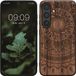 kwmobile telefoonhoesje geschikt voor Samsung Galaxy S25 - Houten Back Cover - Donkerbruin Indian Sun design