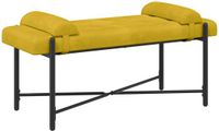 vidaXL Knopgestoffeerde Bank met Kussens Geel 110 x 40 x 46 cm fluweel