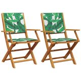 VidaXL Tuinstoel Acaciahout Polyester Groen