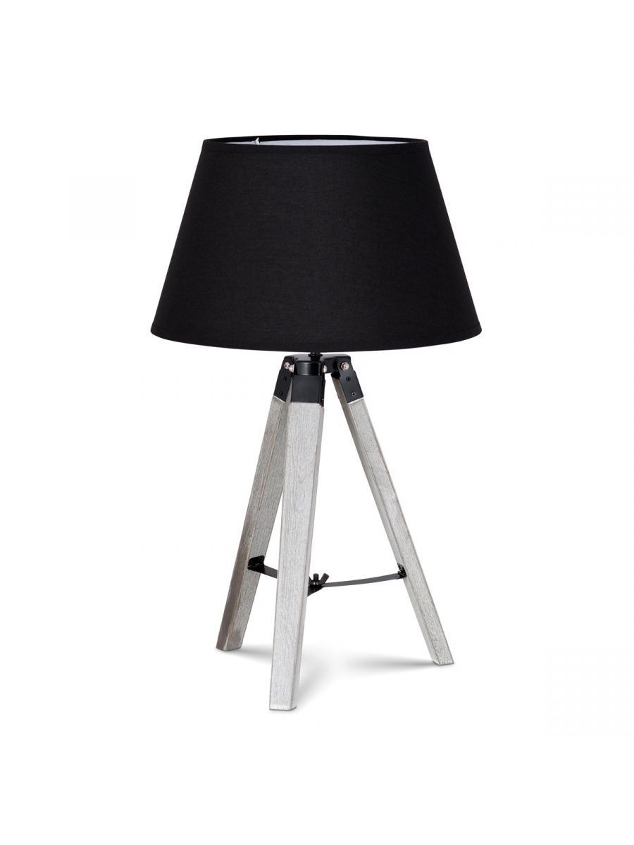 Home Sweet Home Largo Tafellamp - Hout - Vintage Wit - Zwart - E27 - Dimbare - Ø 30 cm
