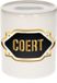 Bellatio Decorations Shoppartners Bv Spaarpot met voornaam Coert - wit - met goud/zwart embleem - 8 x 9 cm - keramiek - met afsluitdop - cadeau verjaardag