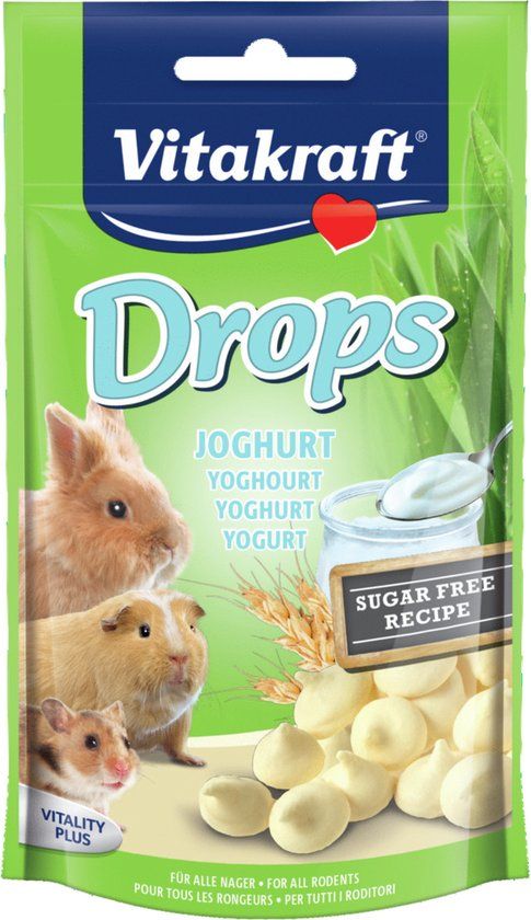 Vitakraft Dwergkonijn Drops - Yoghurt - Konijnensnoepjes - 75 g