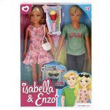 ColorBaby Isabella 39412 Set met 2 beweegbare poppen, 30 cm, incl. accessoires, zonnebril, tas, verfrissing, popcorndobbelstenen, voor meisjes en jongens, cadeaus vanaf 3 jaar