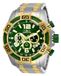 Invicta Heren Pro Diver Quartz Horloge Roestvrij Staal Twee Tone Blauw Groene Wijzerplaat 26 (Model: 25855, 25857), Goud/roestvrij staal, Armband