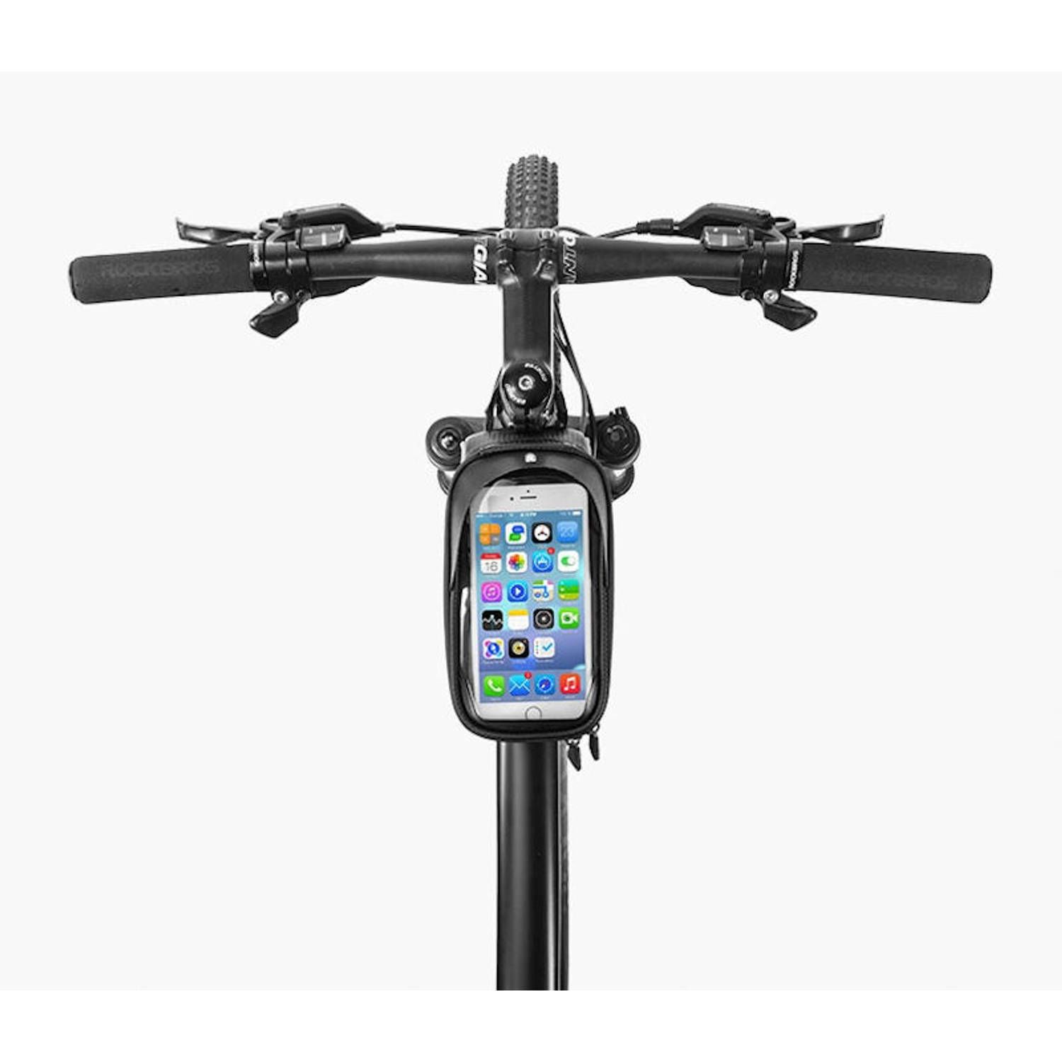 Decopatent PRO Fiets Frametas met Telefoonhouder - Zwart - Waterdicht - 6.5 Inch
