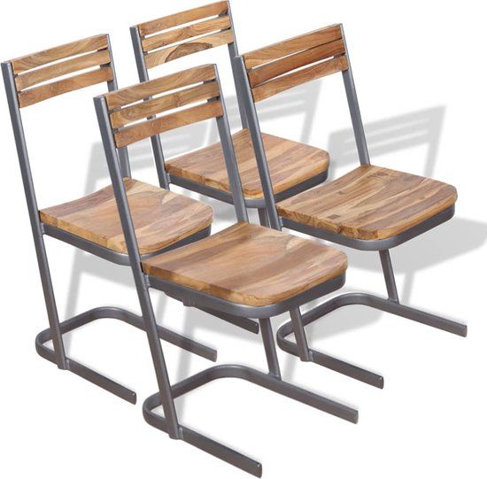 vidaXL Eetkamerstoelen 4 stuks massief teakhout