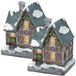 Merkloos / Sans marque Koopman International Verlicht kersthuisje - 2x - blauw dak - polystone - 13 cm - kleur veranderende lichtjes - kerstdorp - kerstversiering
