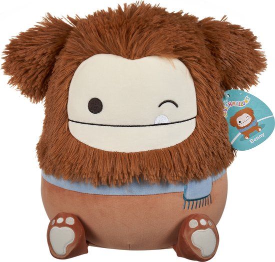 Squishmallows Benny Winking Brown Bigfoot W/Scarf 30cm Pluche