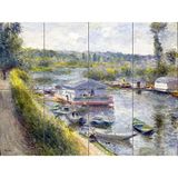 Artery8 Renoir Washhouse Boot op Basmeudon C1874 schilderij XL Giant Panel Poster (8 Secties)