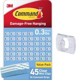 Command Transparante mini-lichtclips, 45 clips, 54 strips, gemakkelijk te openen verpakking, decoreren zonder schade