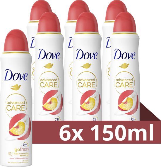 Dove Advanced Care Go Fresh Peach & White Blossom Anti-Transpirant Deodorant Spray - 6 x 150ml
