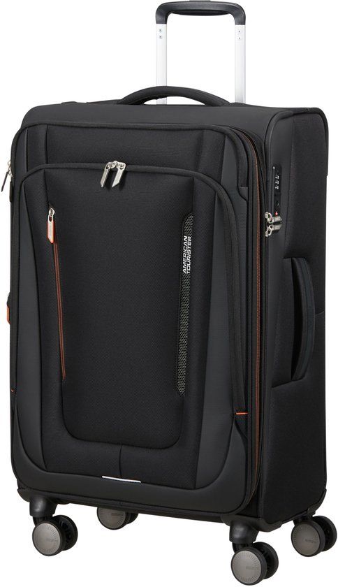 American Tourister Koffer - Wanderlite SpinnerM 4 wielen 68 x 43x29 cm - uitbreidbaar - Tsa slot - Black - 81 l