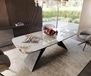 DELIFE Table à manger Edge blanc-beige Bateau céramique Minas Melange 200x100 V-frame plat acier noir