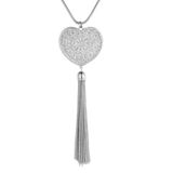 Deja Jewels Zilverkleurige lange damesketting met hart en kwastje