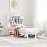 Maison Exclusive - Lit avec table de chevet et bibliothèque, sans matelas, blanc, 90x200 cm, pin massif