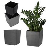KADAX Bloempot van kunststof, weerbestendige tuinpot voor balkon, terras, binnen, lichte pot met inzet, plantenpot, bloempot (grafiet, hoogte: 19 cm)